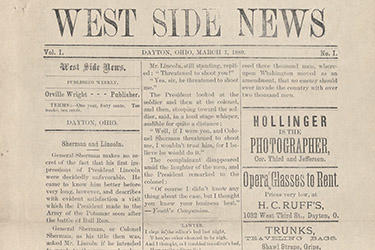 photo of the front page of the west side news in 1889