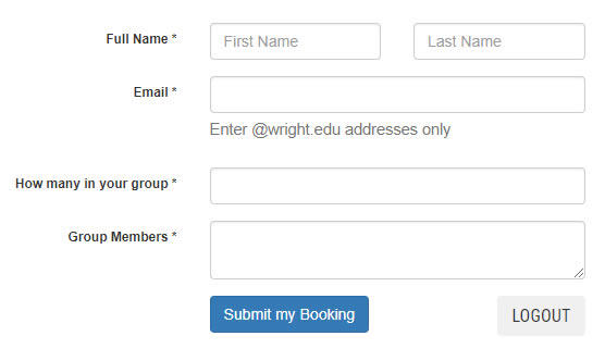 screen capture of the personal information screen of the room reservation form
