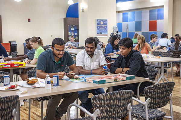 Image of students playing games in the Dunbar Library