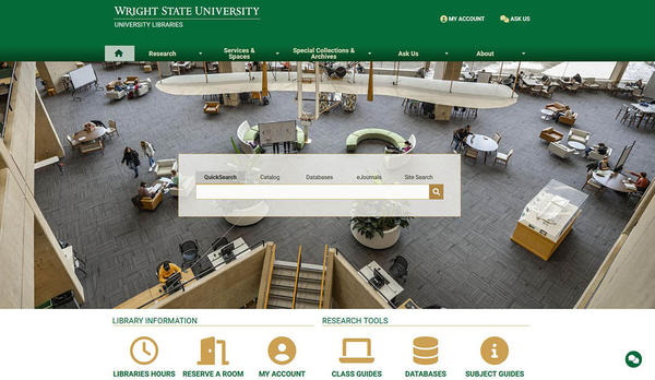 Screenshot of the University Libraries' website homepage