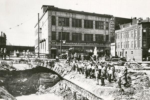 Canal at Fifth Street, looking south, Dayton 