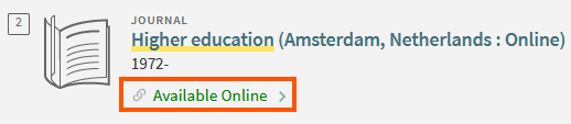 Screenshot of a catalog entry for an electronic book with the availability link highlighted