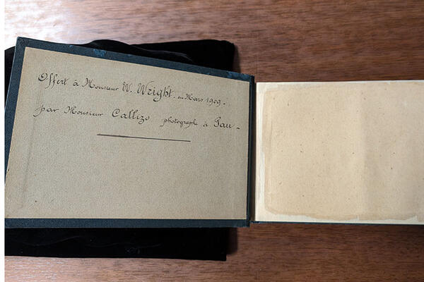 Callizo album open inside cover after conservation treatment
