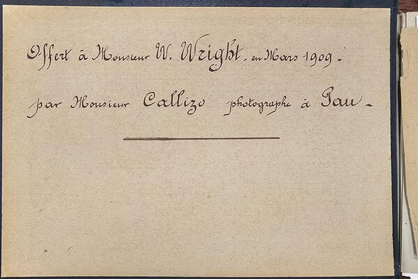Callizo album open inside cover before conservation treatment