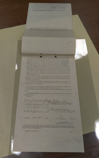 Signal Corps contract before conservation treatment