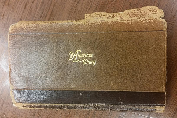 Bishop Milton Wright's 1903 Diary in closed position.