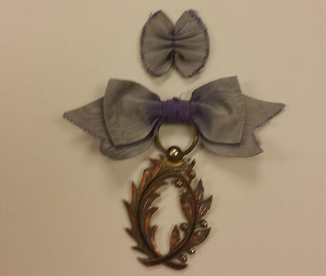 French Legion of Honor Palm and Olive Leaf Decoration with detached ribbon prior to treatment 