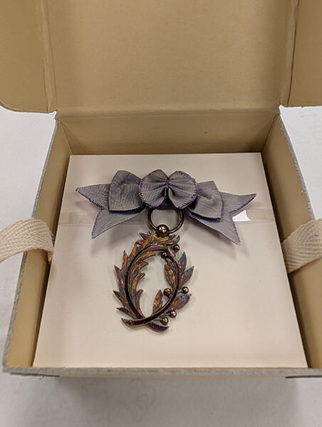 French Legion of Honor Palm and Olive Leaf Decoration with ribbon reattached after treatment 