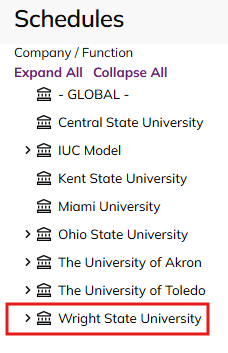 Instructional image showing how to select Wright State University on a list of companies on the Versatile website