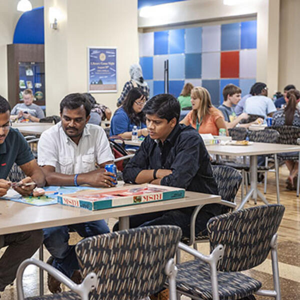 Image of students playing games in the Dunbar Library