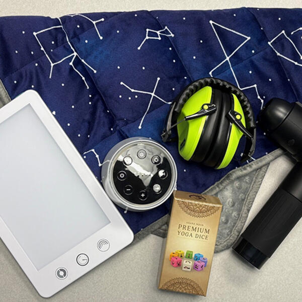 Weighted blanket, light therapy, percussion massage, yoga, white noise machine