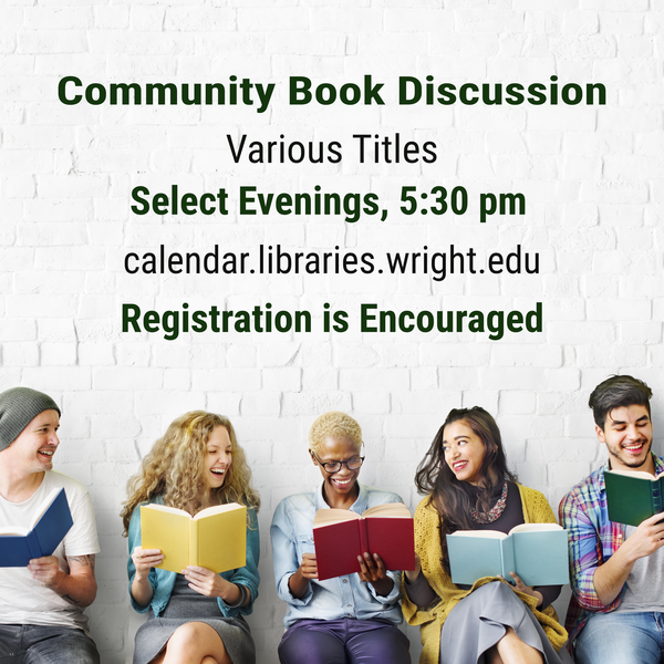 Image with people reading telling general info on book club discussions