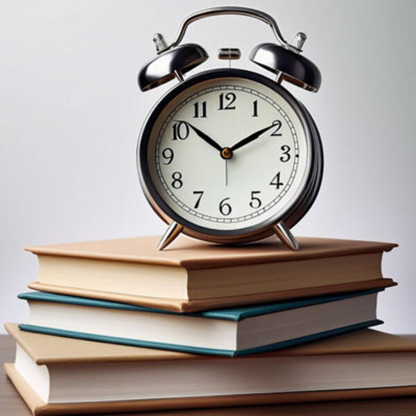 Alarm clock sitting on a stack of books