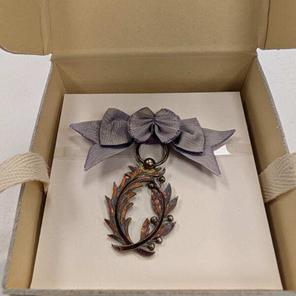 French Legion of Honor Palm and Olive Leaf Decoration with ribbon reattached after treatment 