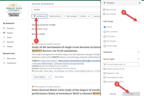 Image of new user interface for EBSCOhost databases