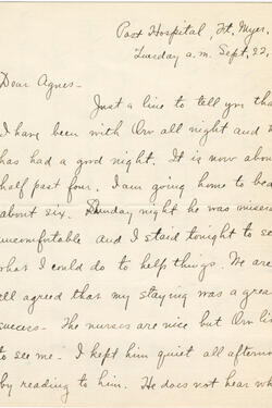 Image of partial letter from Katharine Wright to Agnes Beck