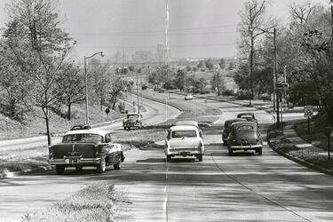 Patterson Boulevard, formerly the Dayton Erie Canal, looking north to Dayton, 1962