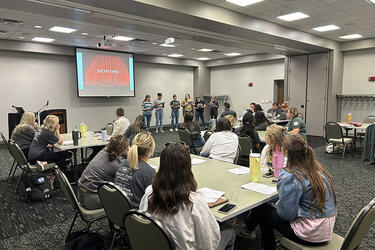Image of students presenting during the Literary Launch event