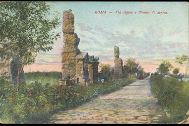 A postcard image of the Tomba di Seneca in Rome.