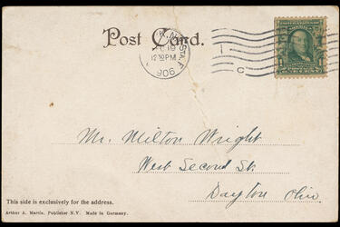 A postcard addressed to Mr. Milton Wright