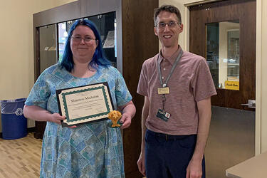 Photo of Shannon Michalak, 2026 StAR Award Winner, and her supervisor, Matt Shreffler